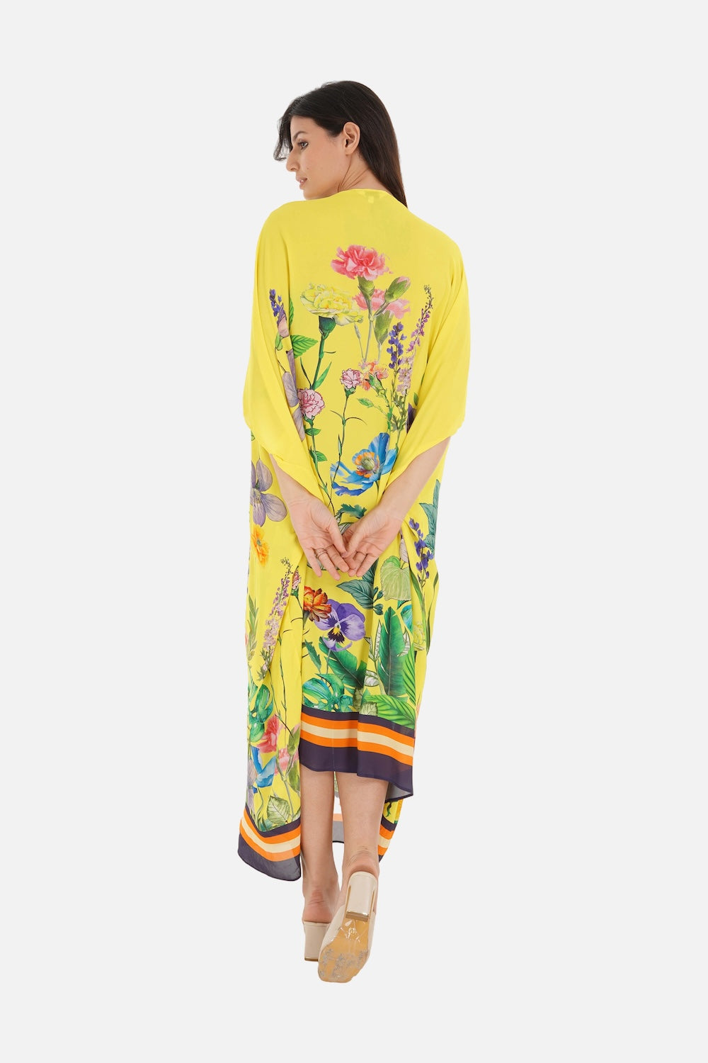 Yellow, green and black Calico Box Kaftan (TheSwankStore) Viscose Crepe fabric