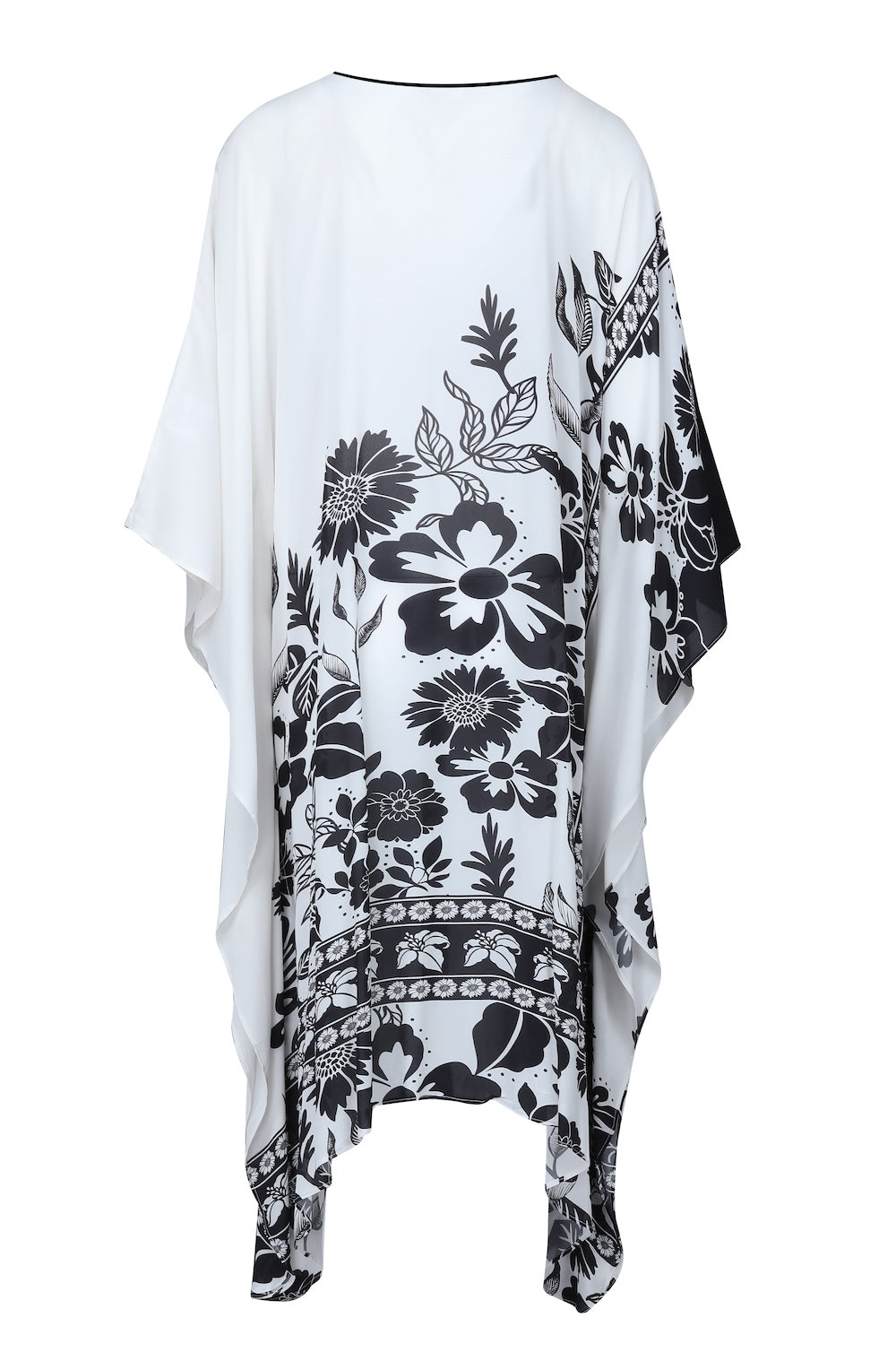 Black and white Avanti Short Kaftan (TheSwankStore) Viscose Crepe fabric