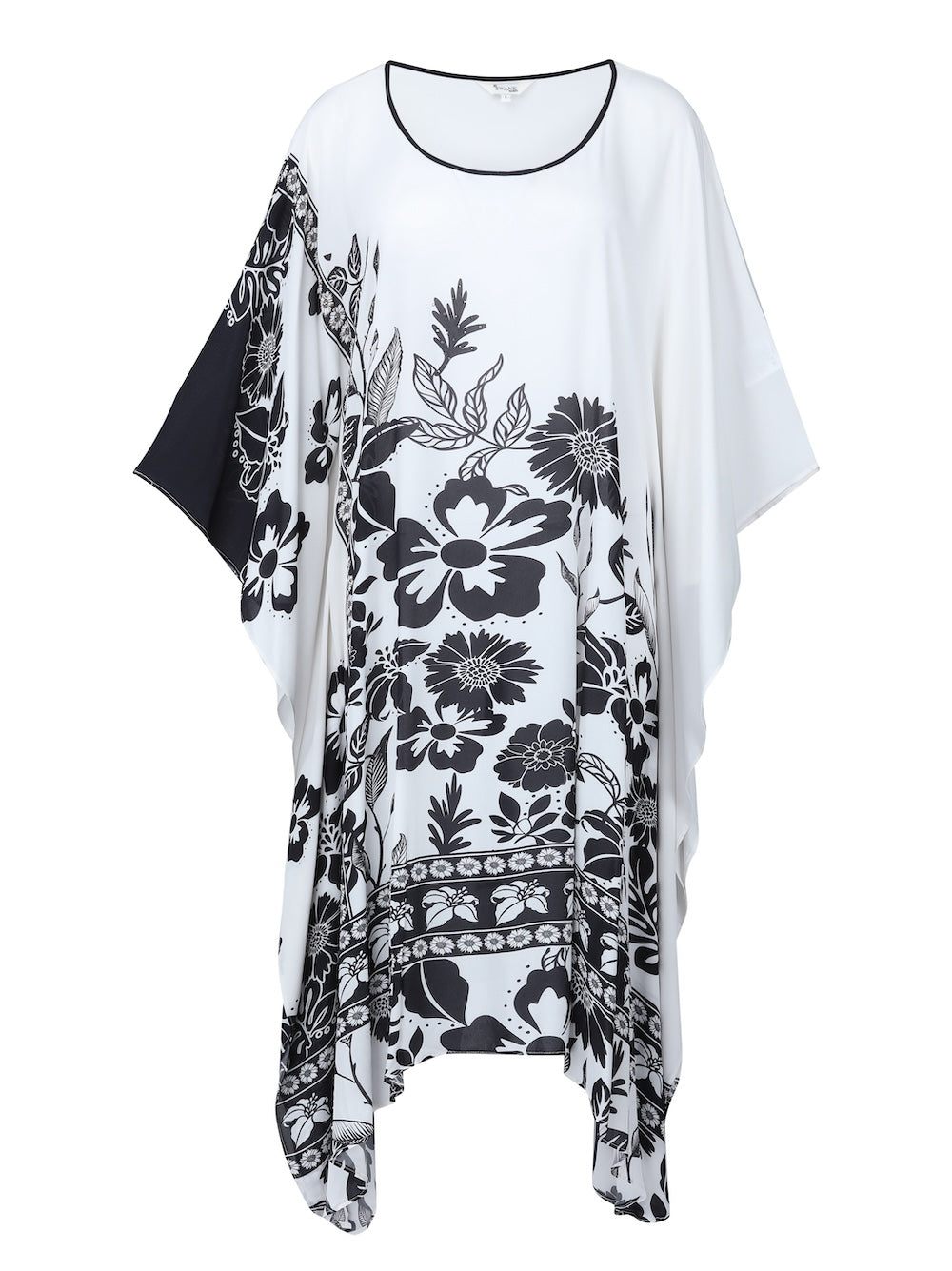 Black and white Avanti Short Kaftan (TheSwankStore) Viscose Crepe fabric