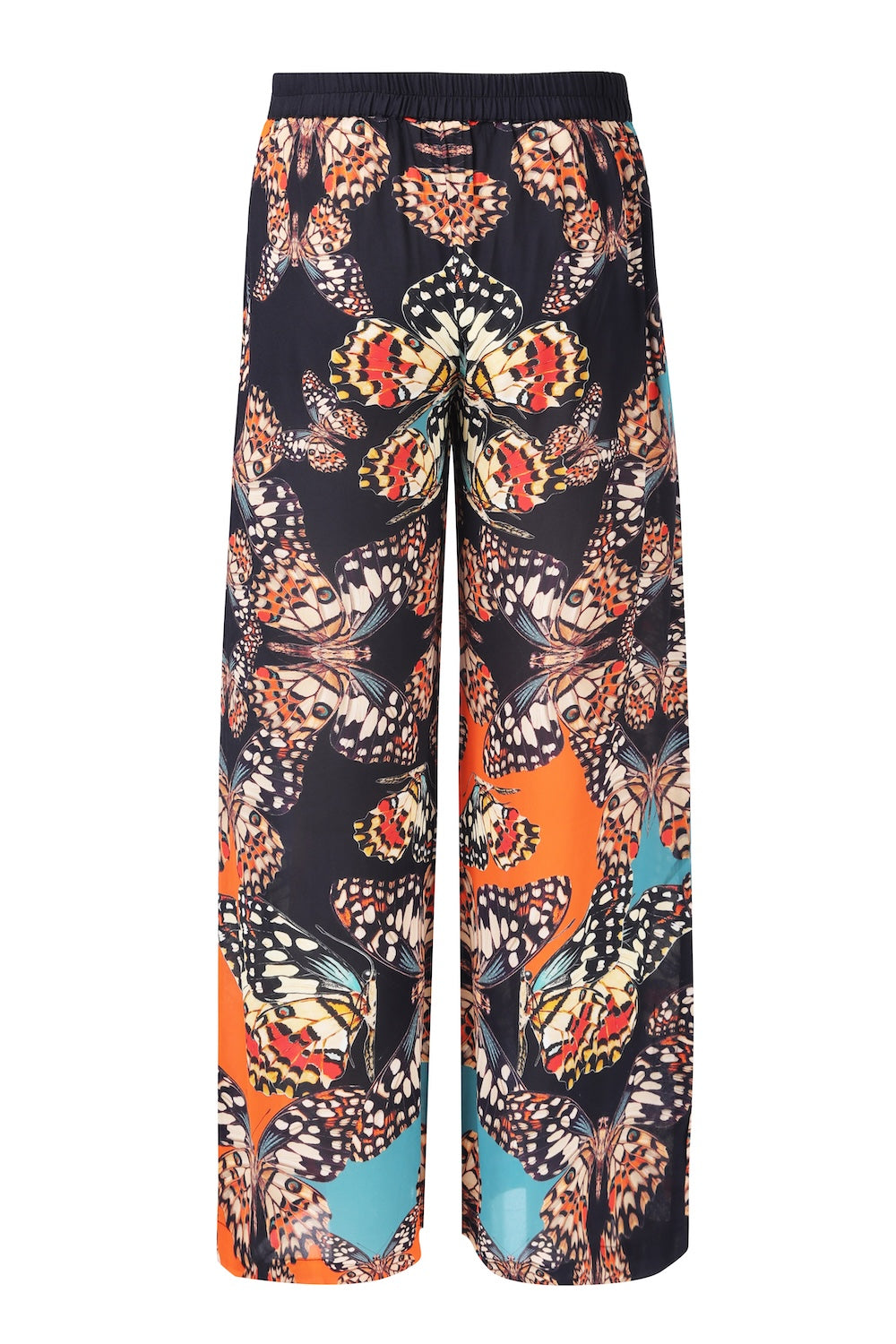 Back view of the Orange, White & Black Corasone Ivy Pants (TheSwankStore) Soft Viscose fabric