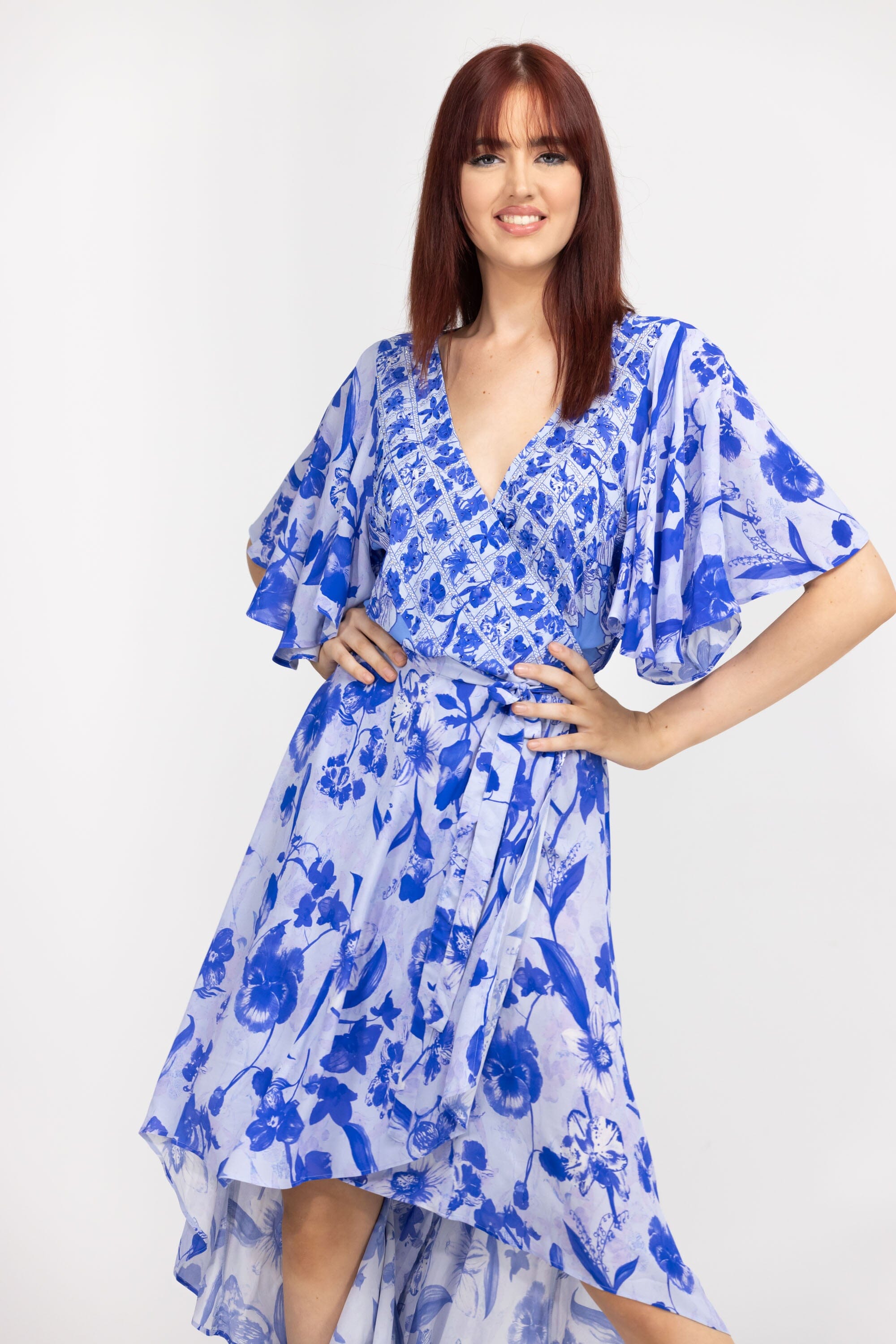 FINLANDIA - WRAP DRESS WITH SHORT SLEEVE - TheSwankStore