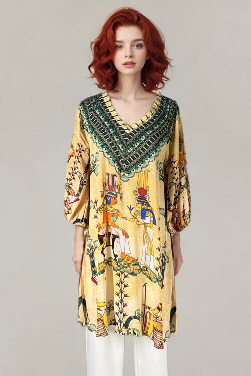 EGYPTIAN ART - BLOUSON TUNIC DRESS - TheSwankStore