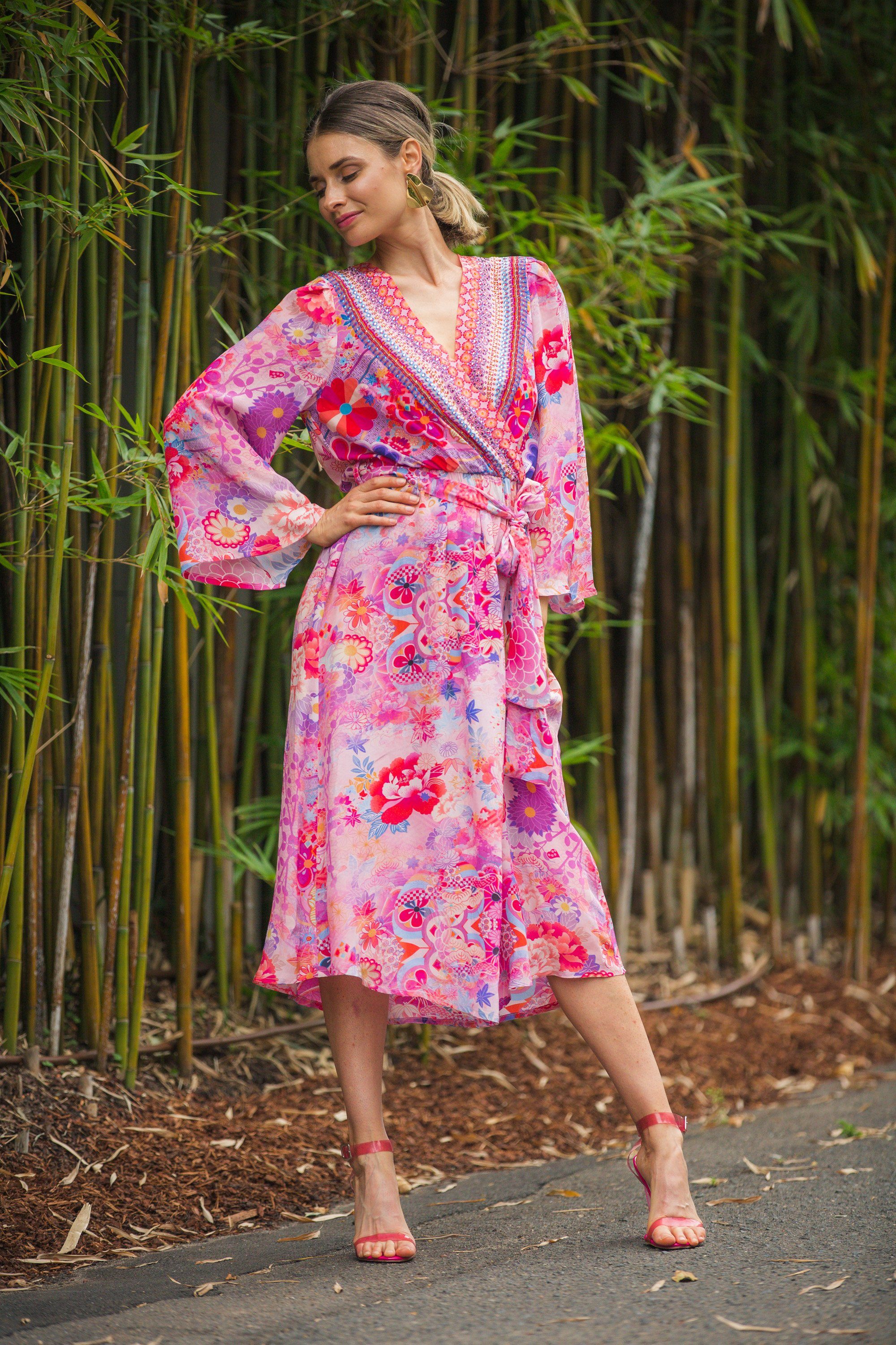 CHERRY BLOSSOM KIMONO DRESS TheSwankStore