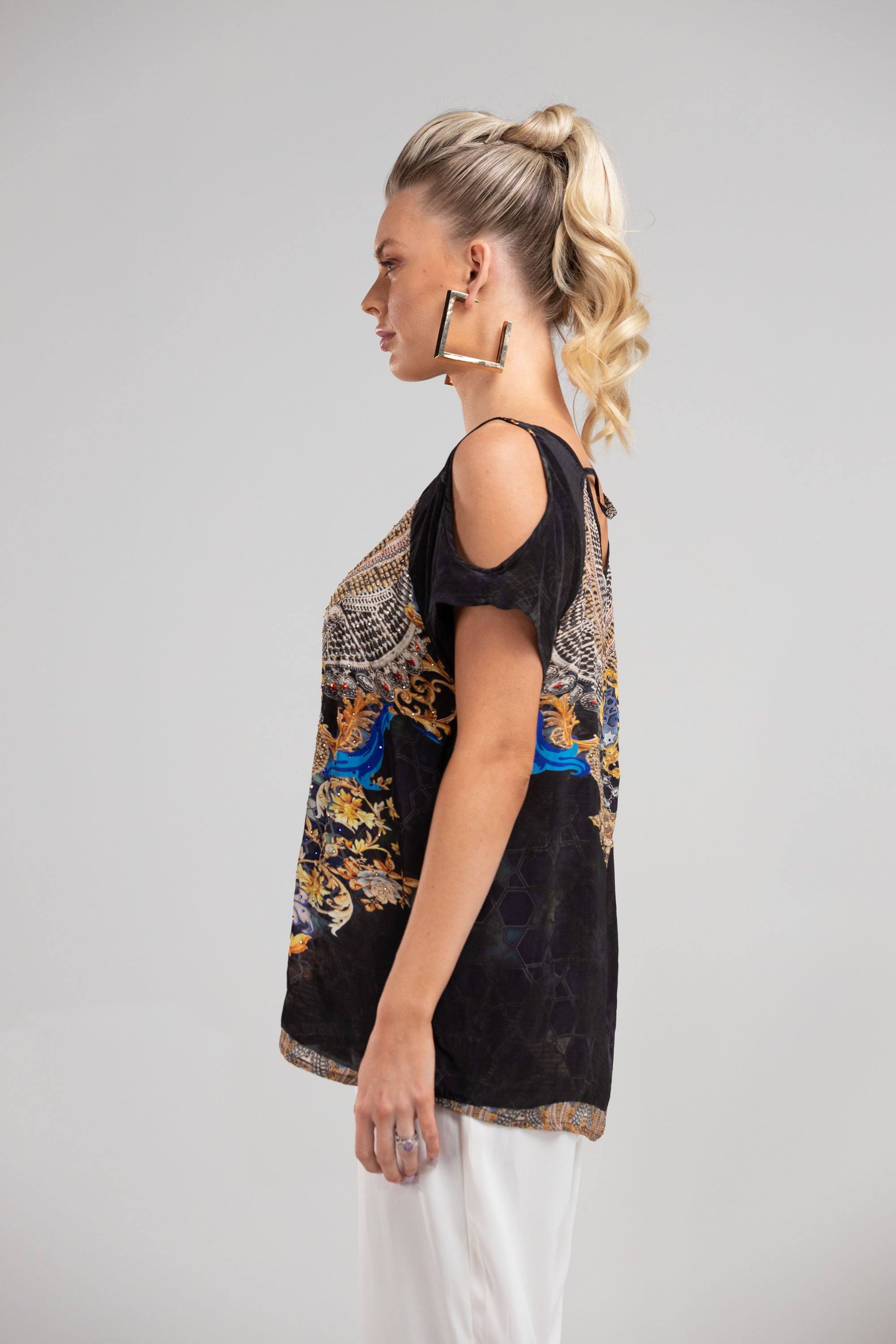 MIDNIGHT IN PARIS - COLD SHOULDER TOP - TheSwankStore