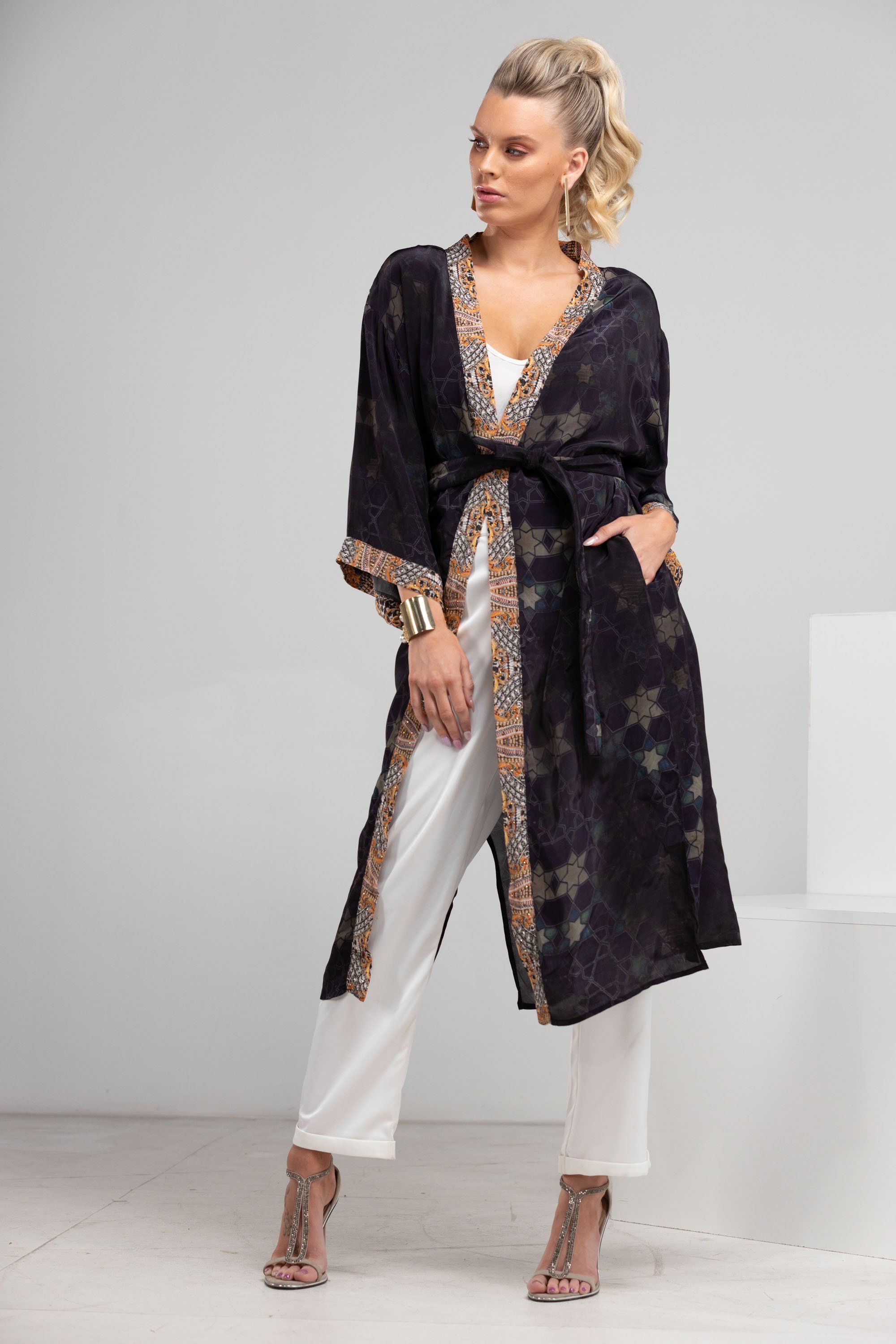 MIDNIGHT IN PARIS- KIMONO SHRUG (LONG) - TheSwankStore