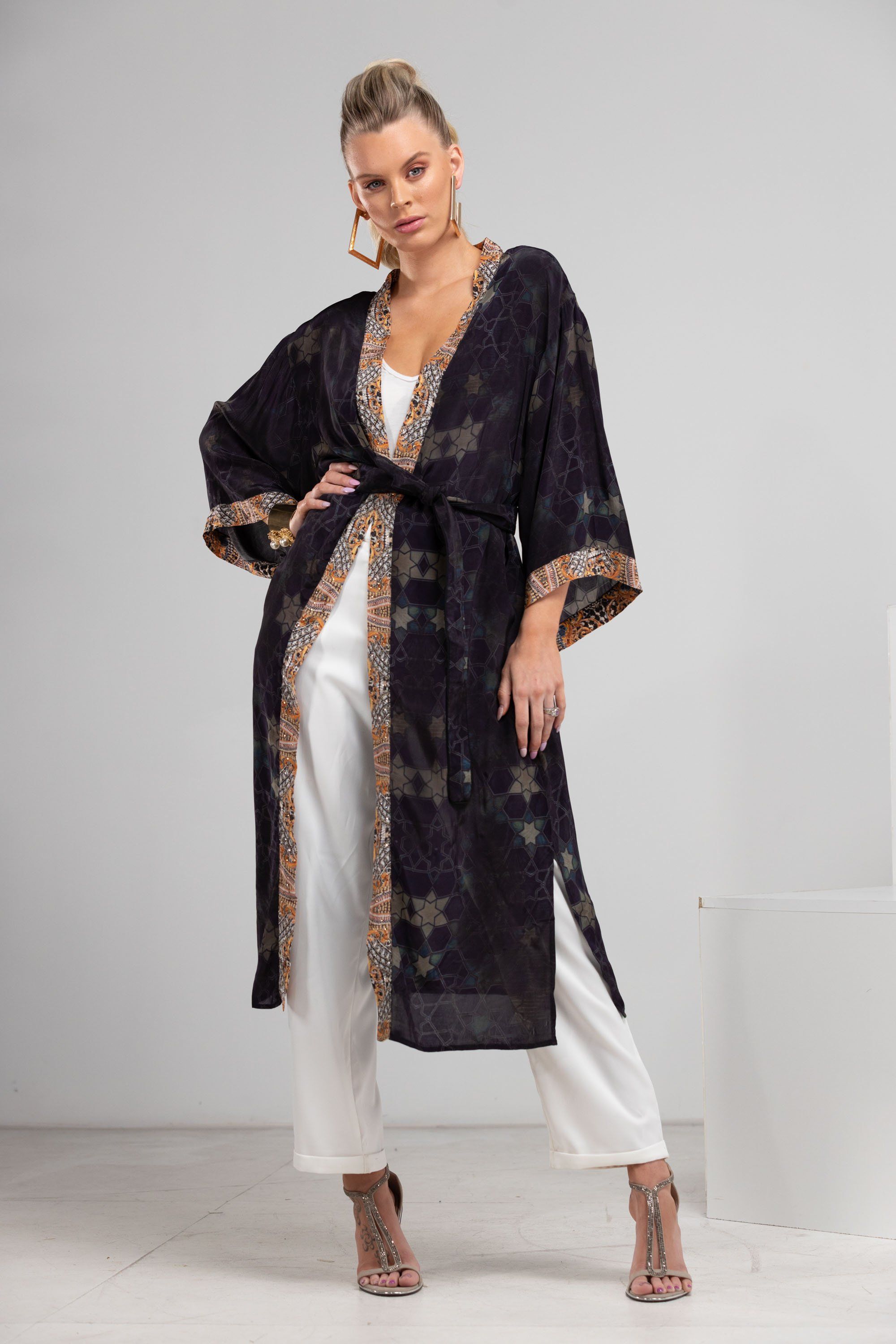 MIDNIGHT IN PARIS- KIMONO SHRUG (LONG) - TheSwankStore