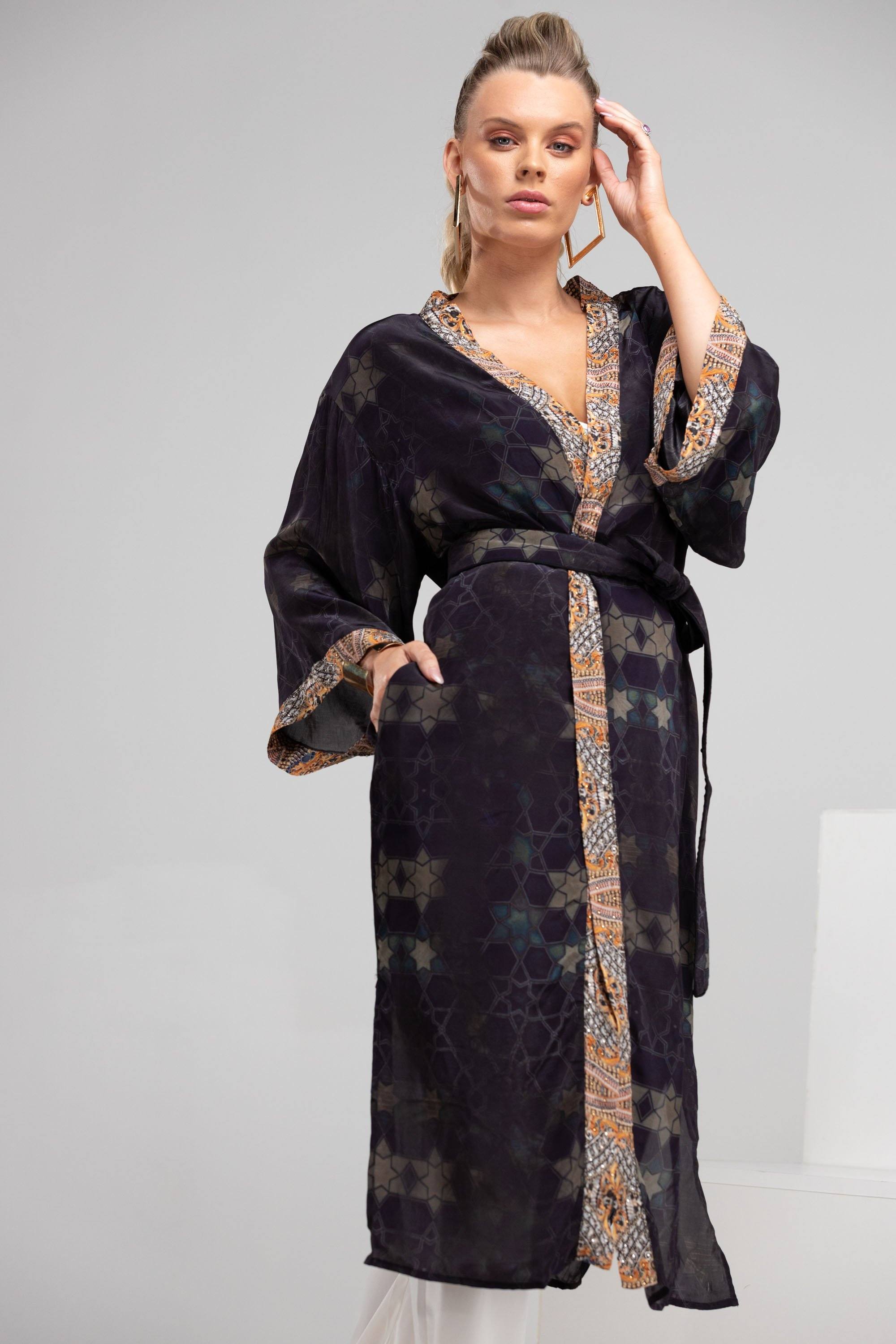 MIDNIGHT IN PARIS- KIMONO SHRUG (LONG) - TheSwankStore