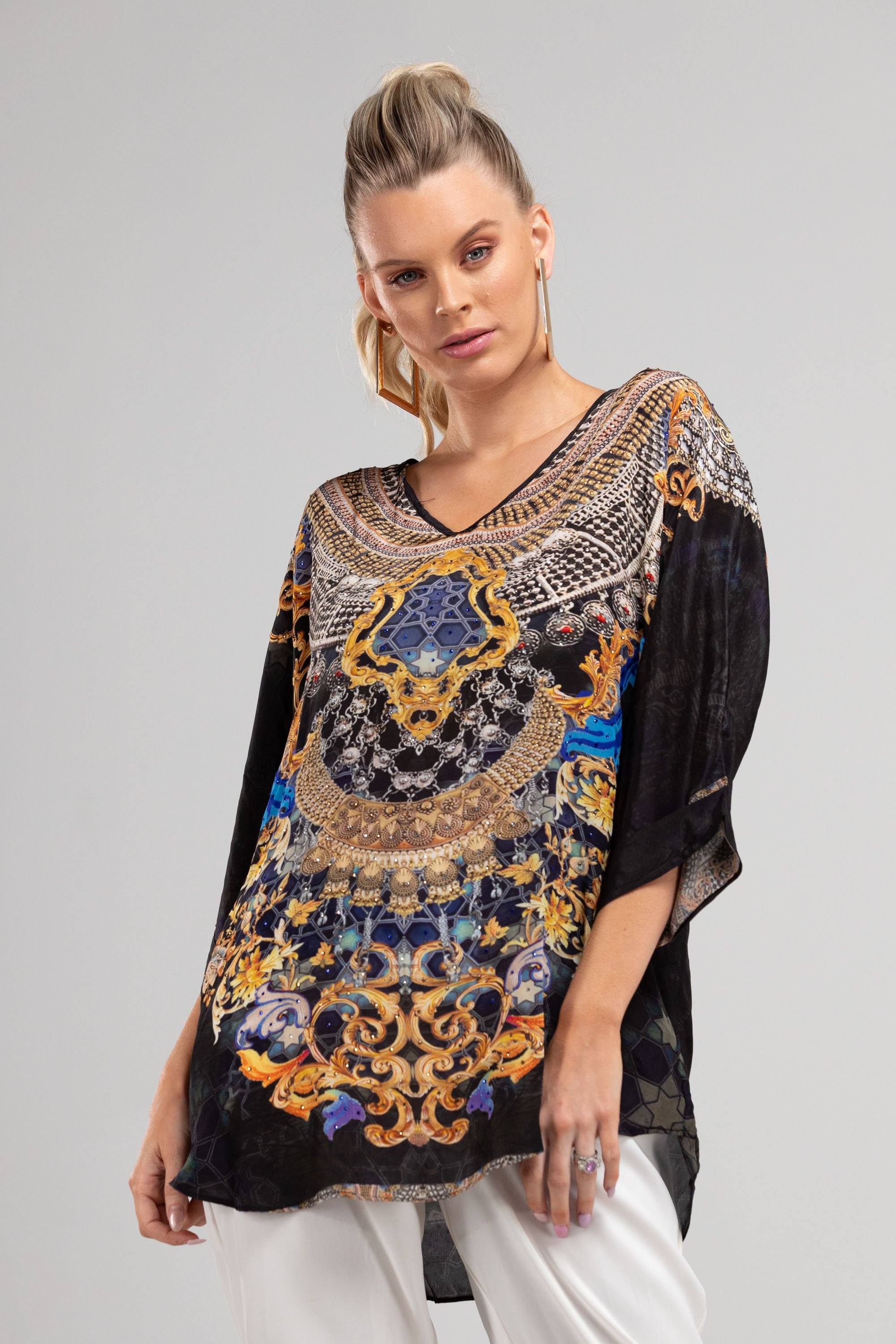 MIDNIGHT IN PARIS - KAFTAN TOP (Shorter Style) - TheSwankStore