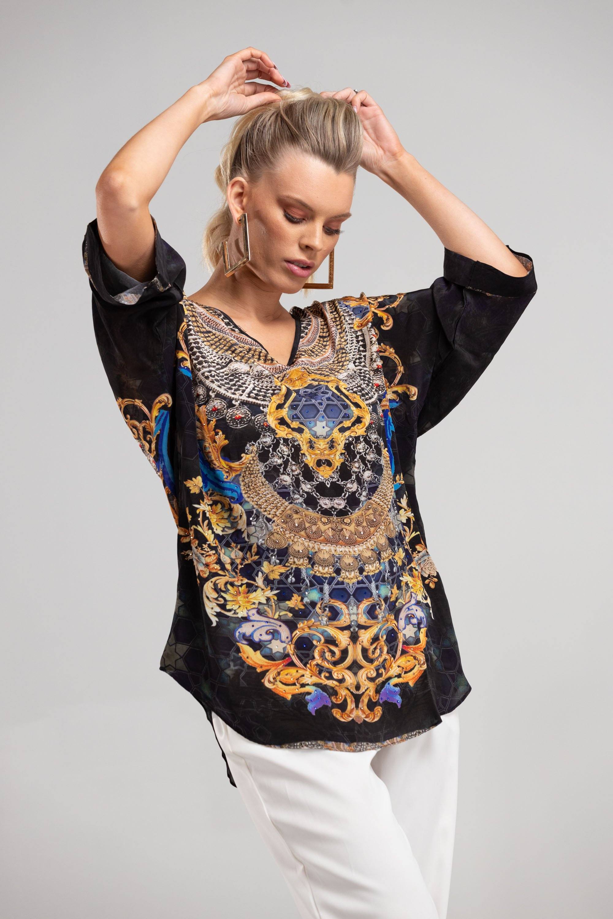 MIDNIGHT IN PARIS - KAFTAN TOP (Shorter Style) - TheSwankStore