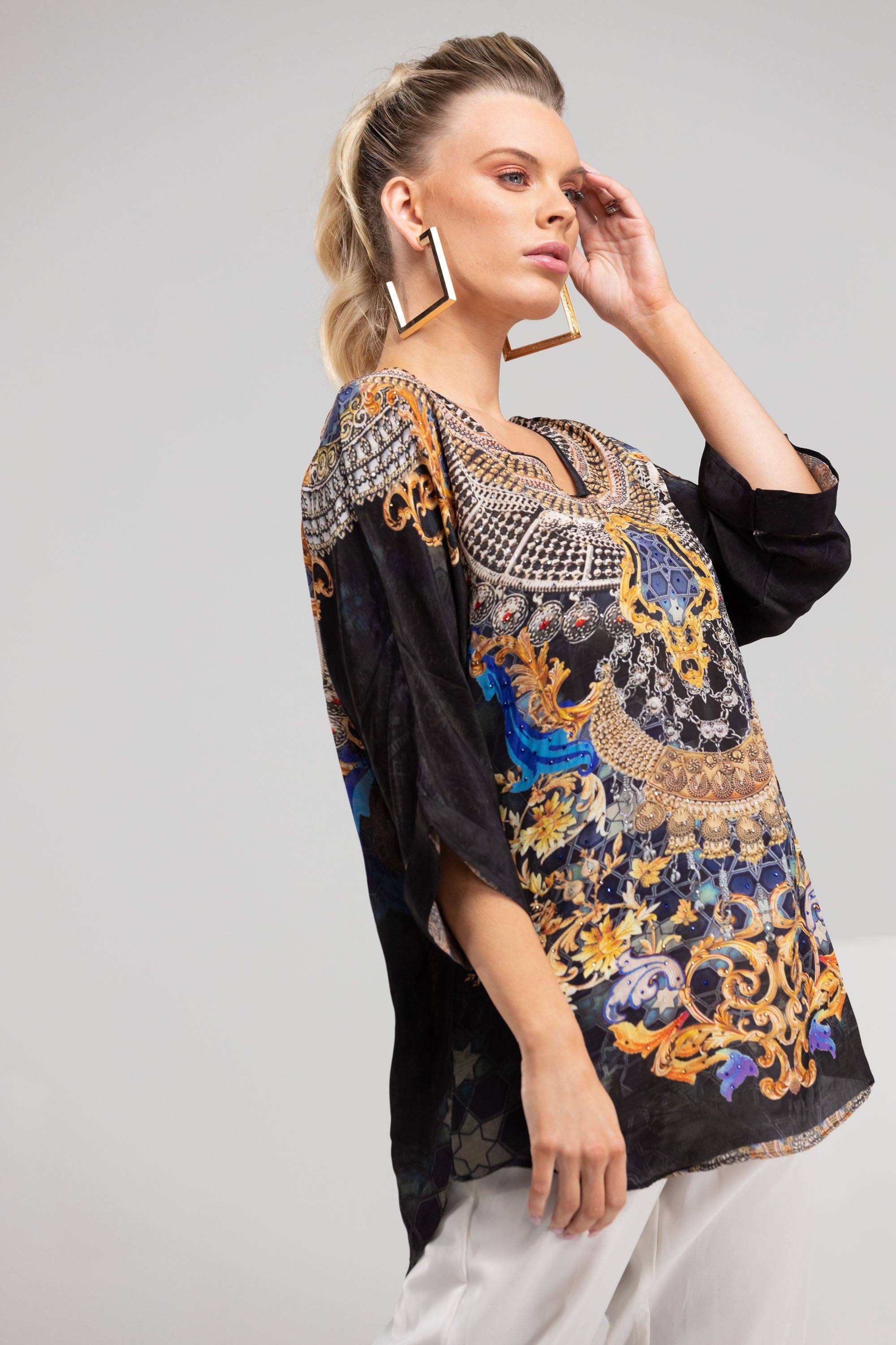 MIDNIGHT IN PARIS - KAFTAN TOP (Shorter Style) - TheSwankStore