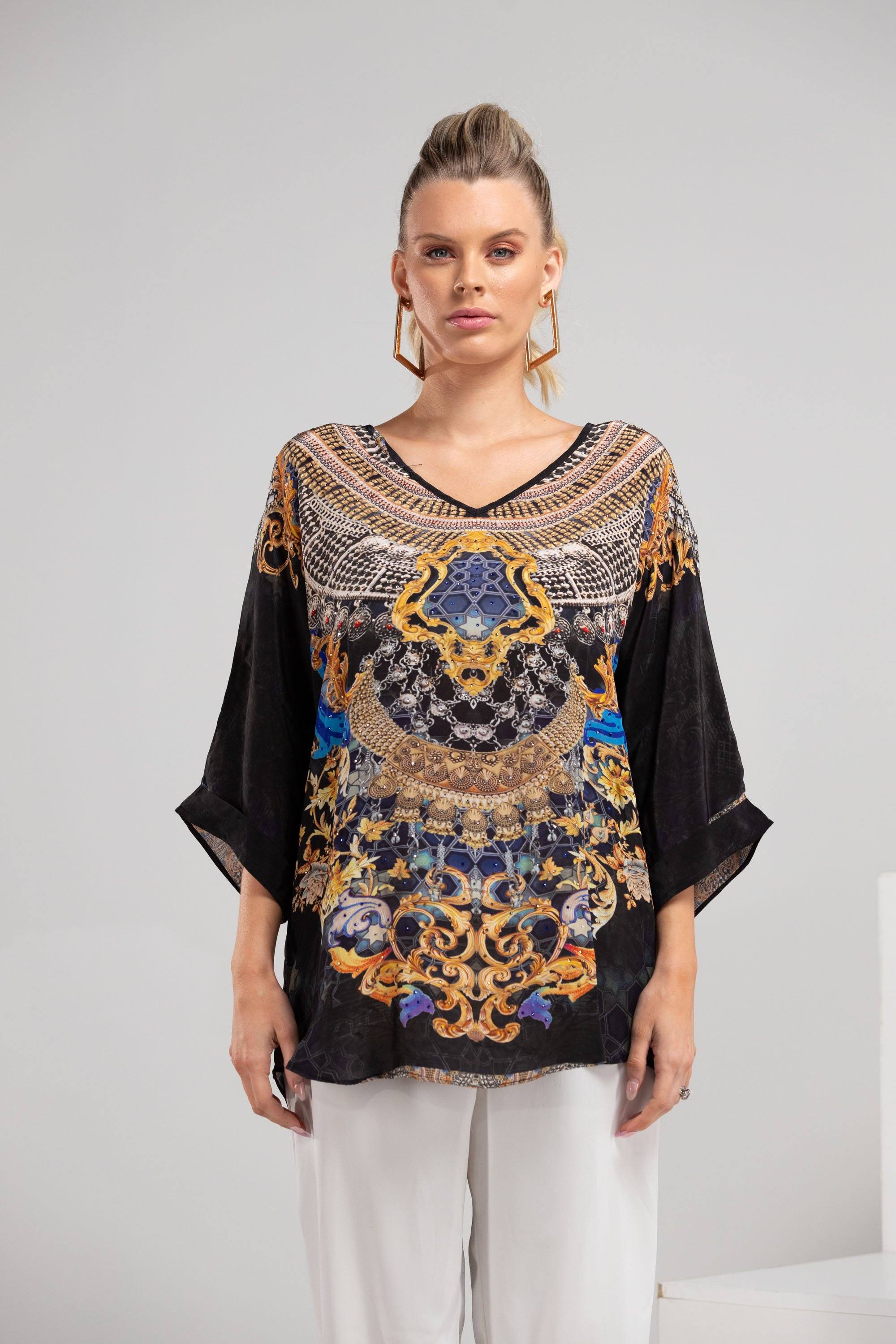 MIDNIGHT IN PARIS - KAFTAN TOP (Shorter Style) - TheSwankStore