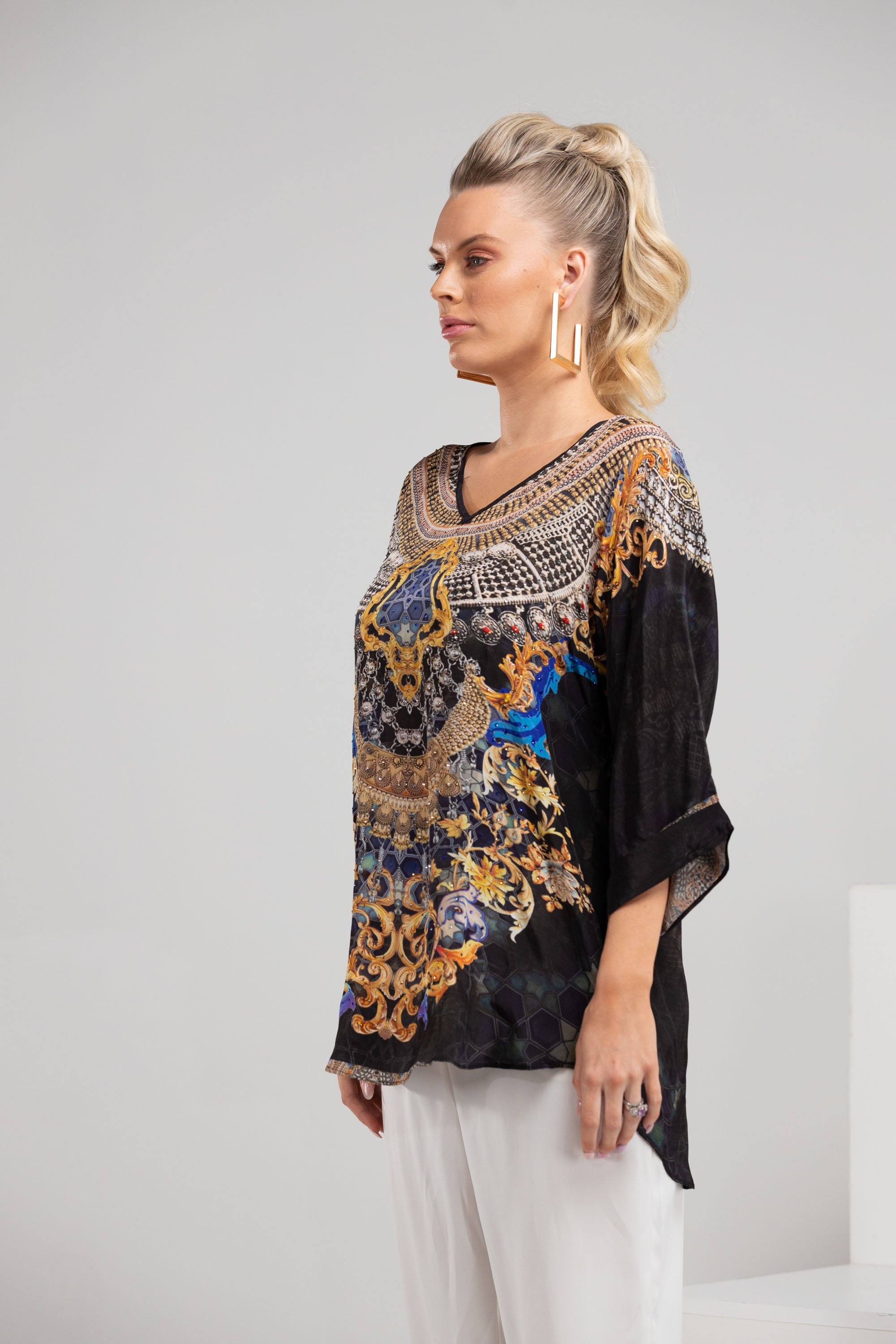 MIDNIGHT IN PARIS - KAFTAN TOP (Shorter Style) - TheSwankStore