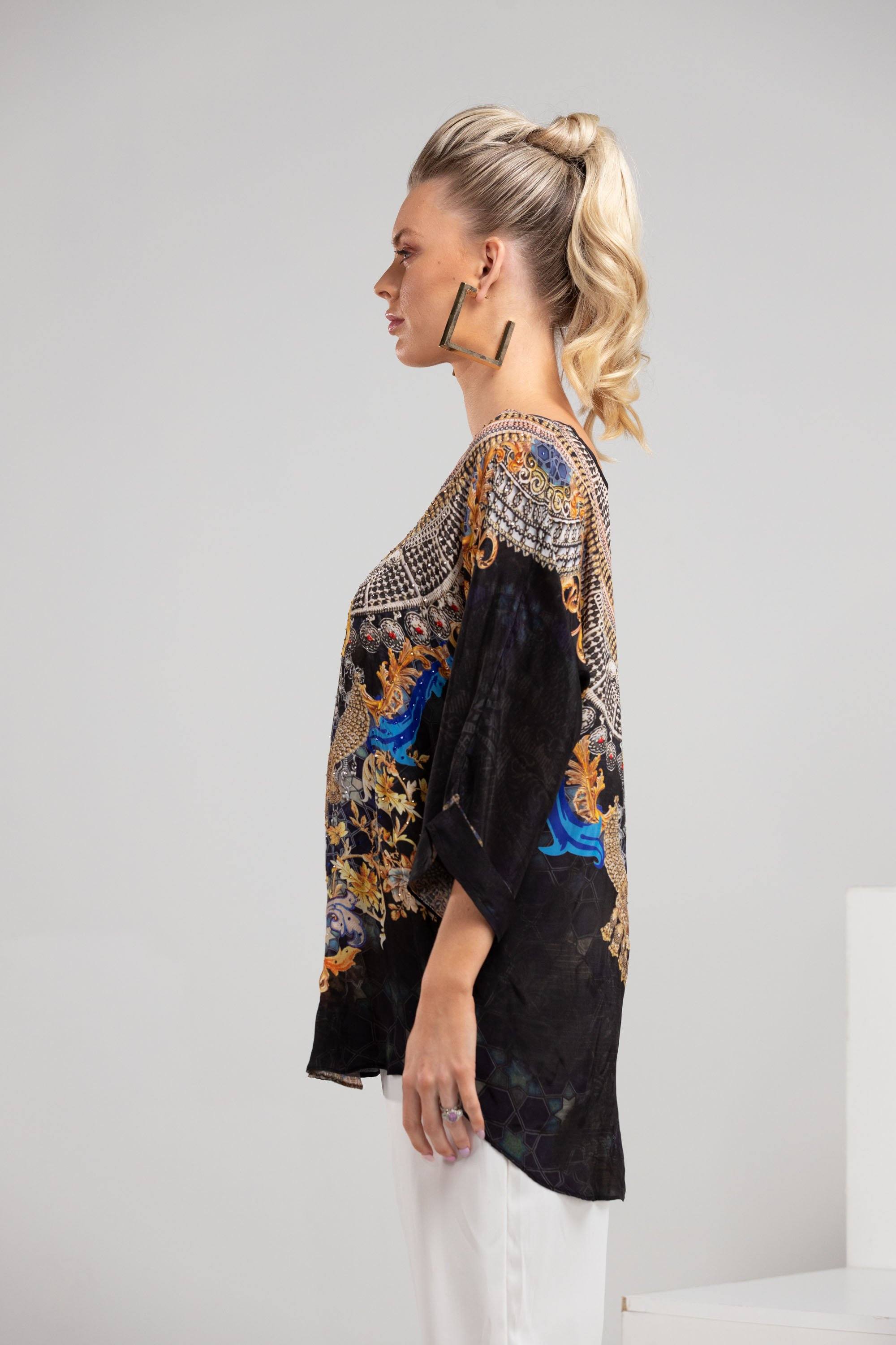 MIDNIGHT IN PARIS - KAFTAN TOP (Shorter Style) - TheSwankStore