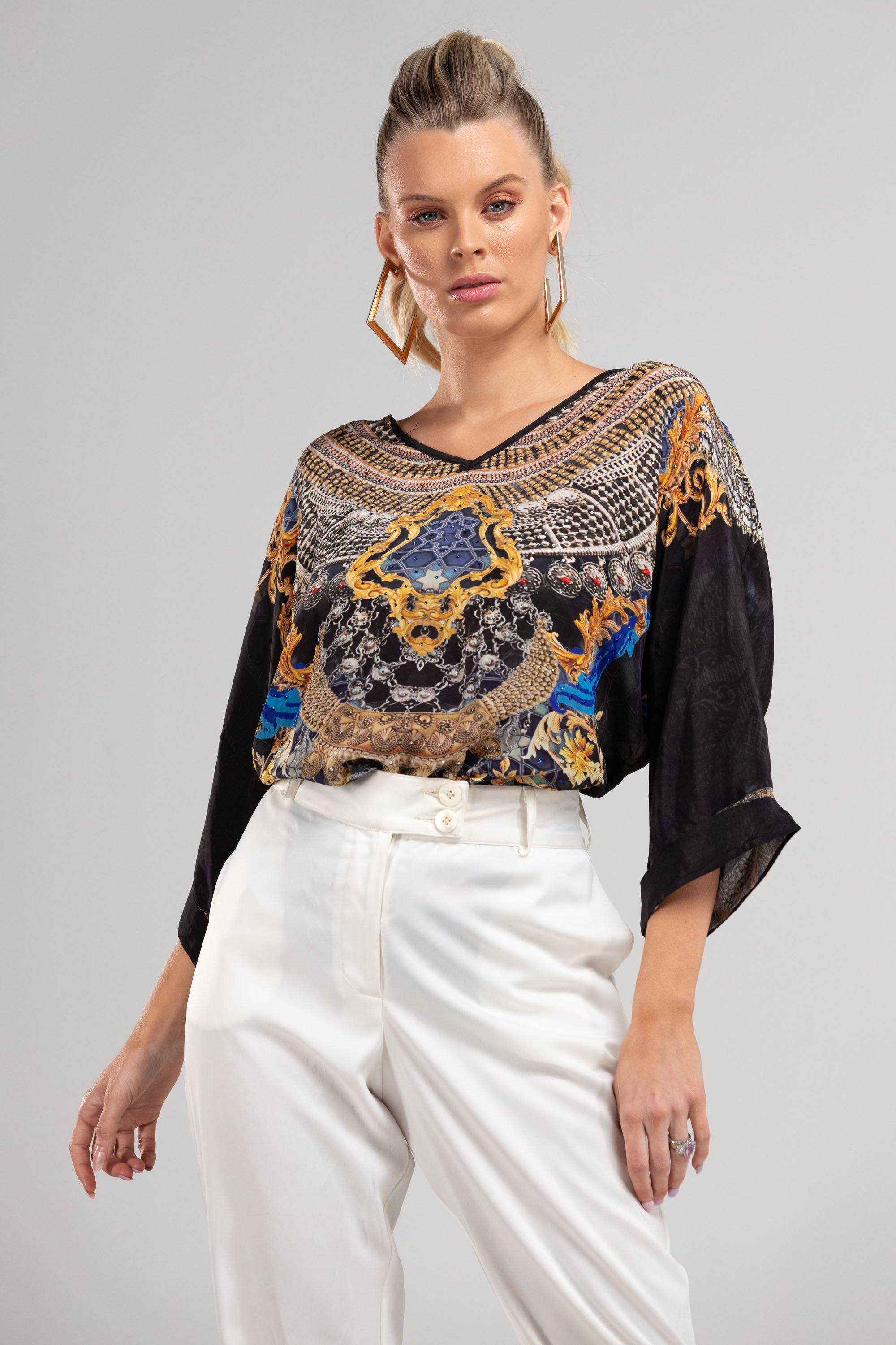 MIDNIGHT IN PARIS - KAFTAN TOP (Shorter Style) - TheSwankStore