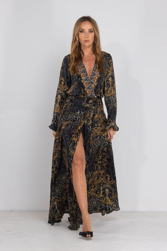 Bcbg floral velvet 2024 burnout wrap dress